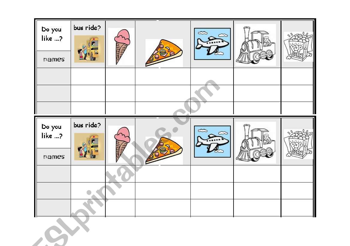 Do you like? worksheet