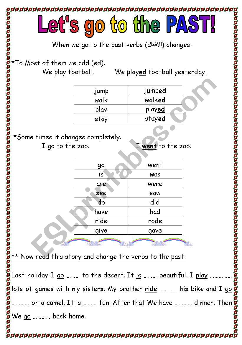Lets go to the past ! worksheet