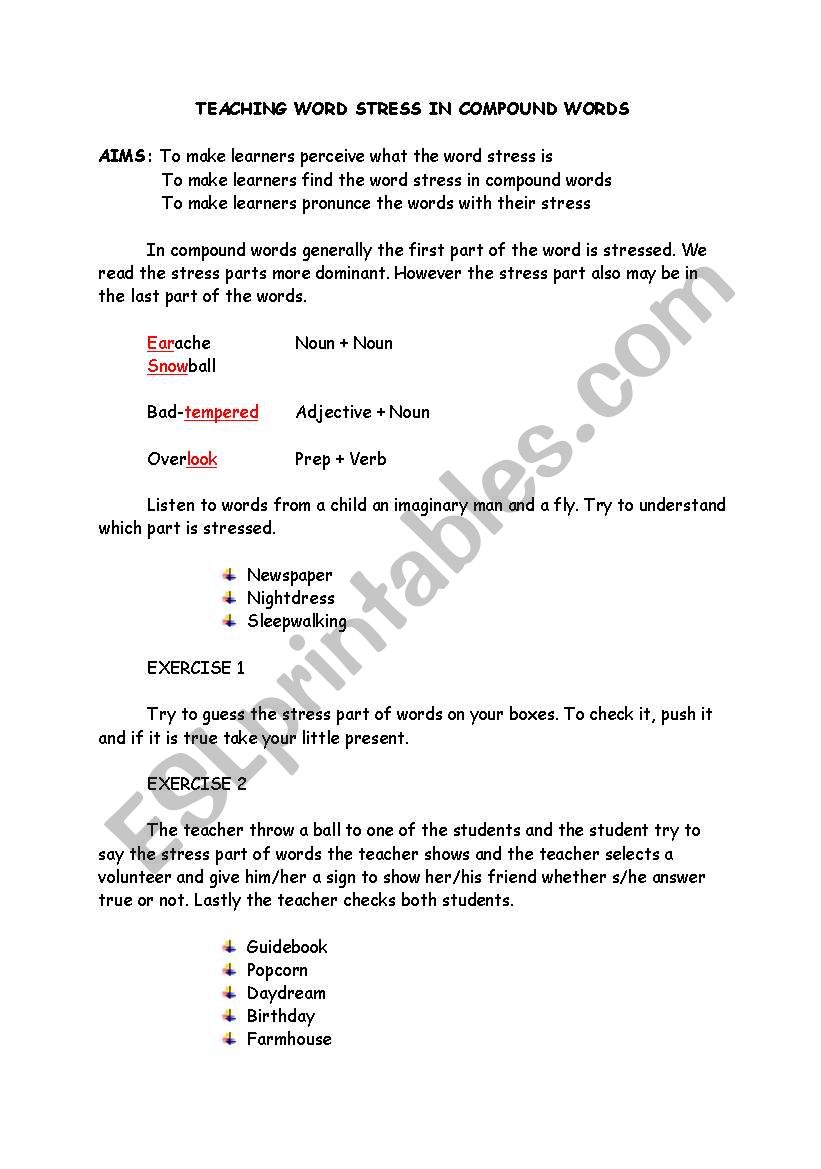 teaching word stress in compund words