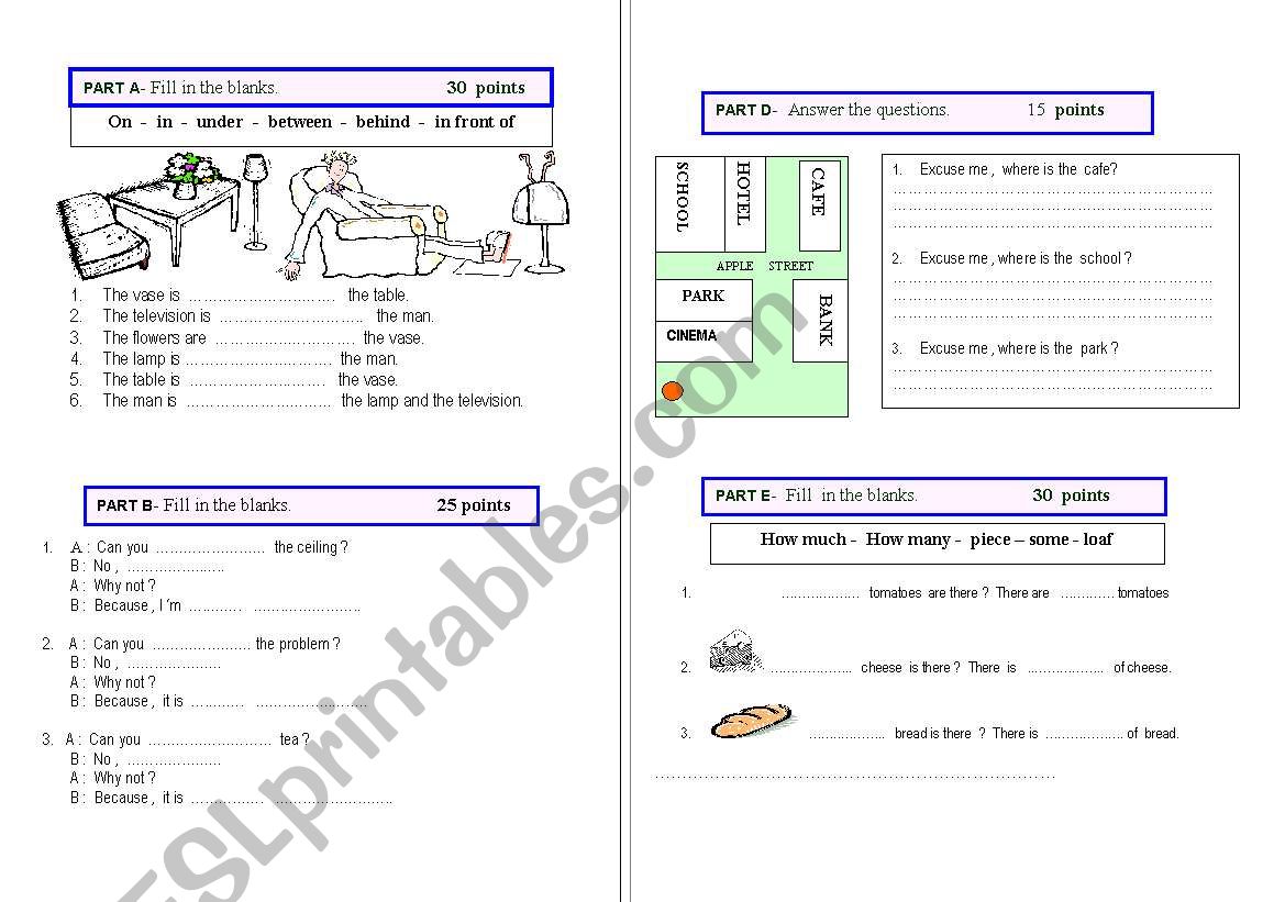 prepositions of place and locations