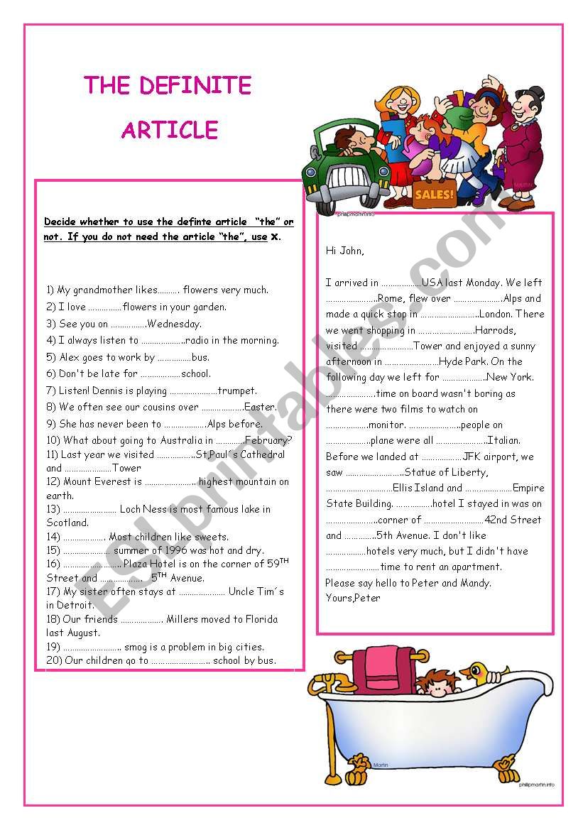 THE DEFINITE ARTICLE worksheet