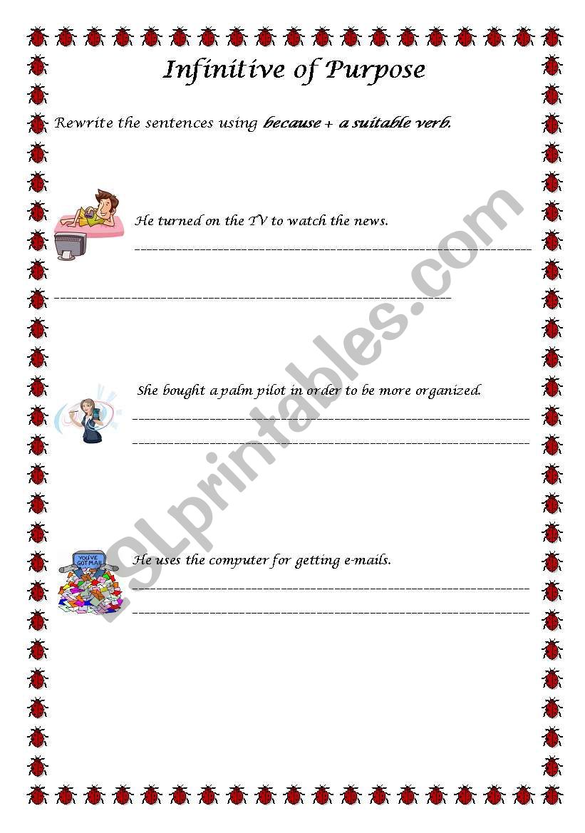 Infinitive of Purpose  worksheet