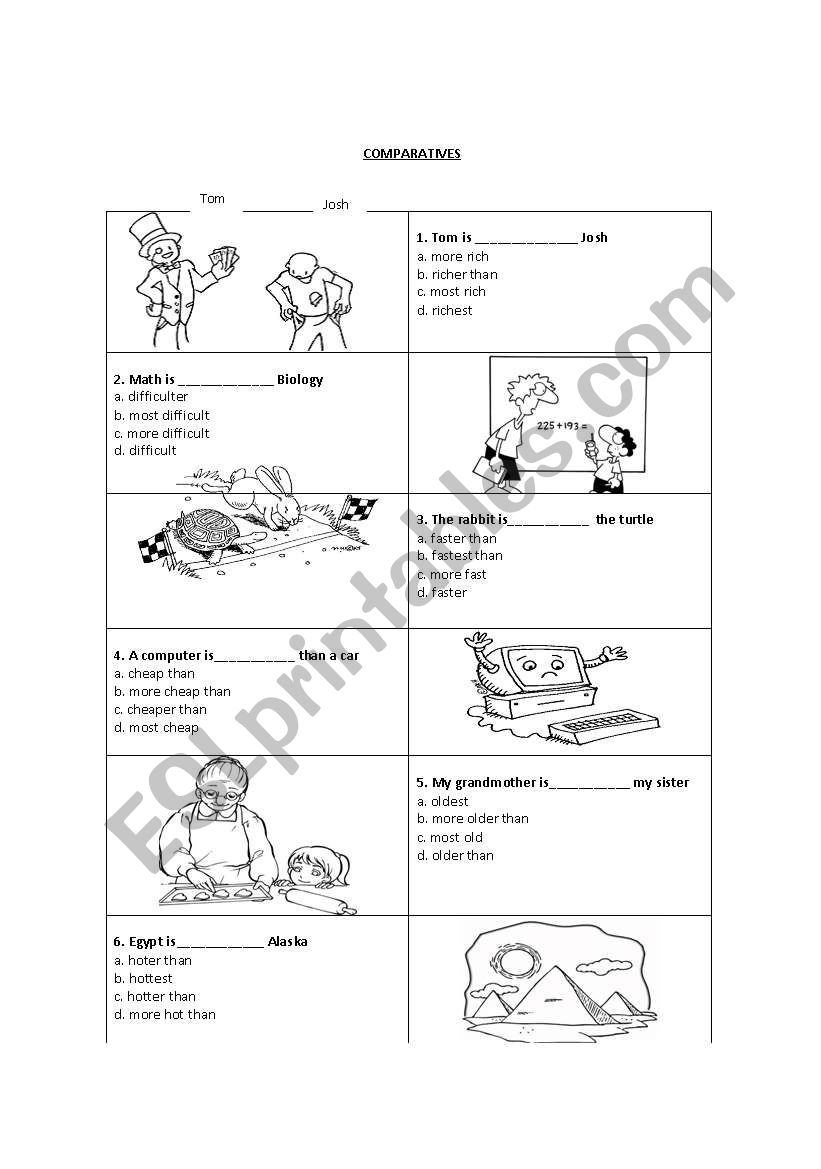 Comparatives worksheet
