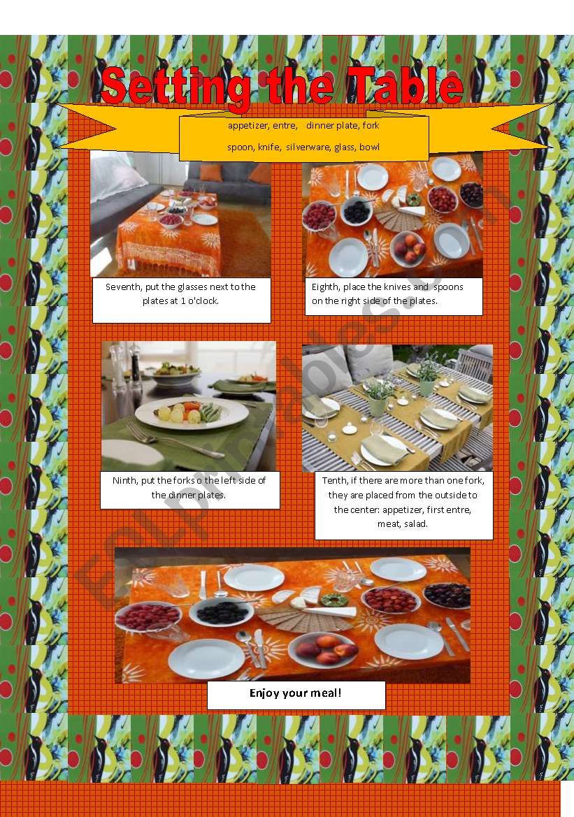 LetÂ´s set the table (imperatives) Part 2