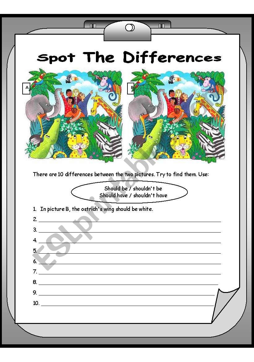 spot the differences 2 worksheet