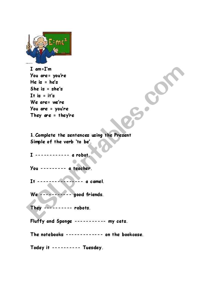  THE VERB TO BE worksheet