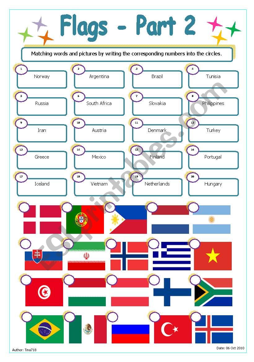 Flags - Part 2 worksheet