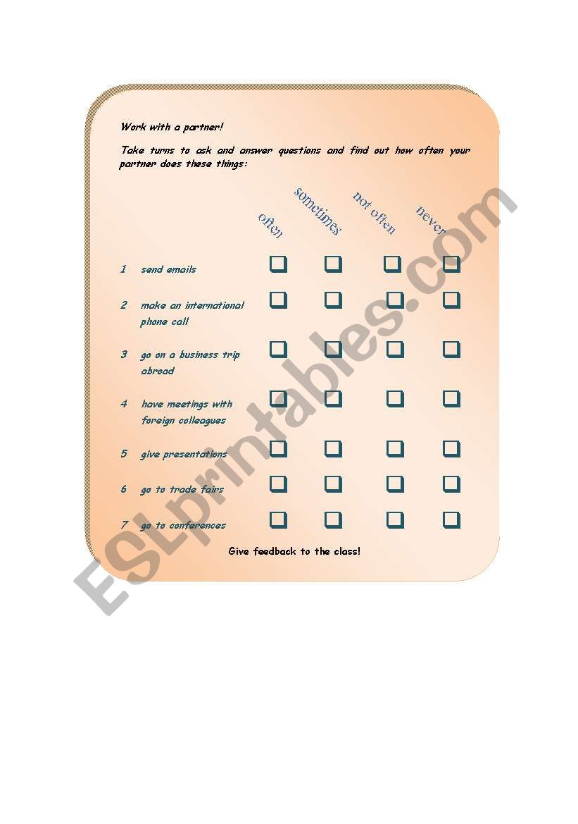 Adverbs of Frequency worksheet