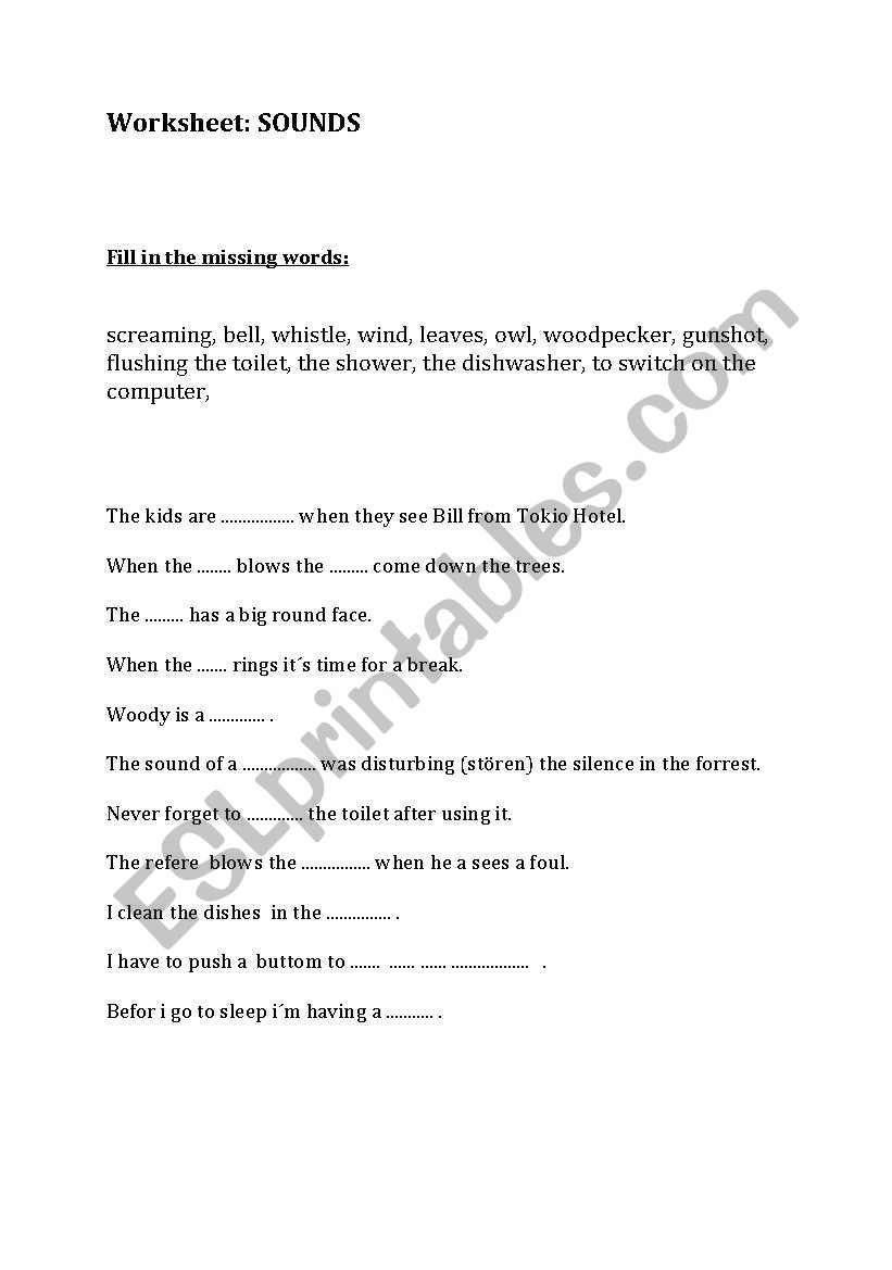 sounds worksheet