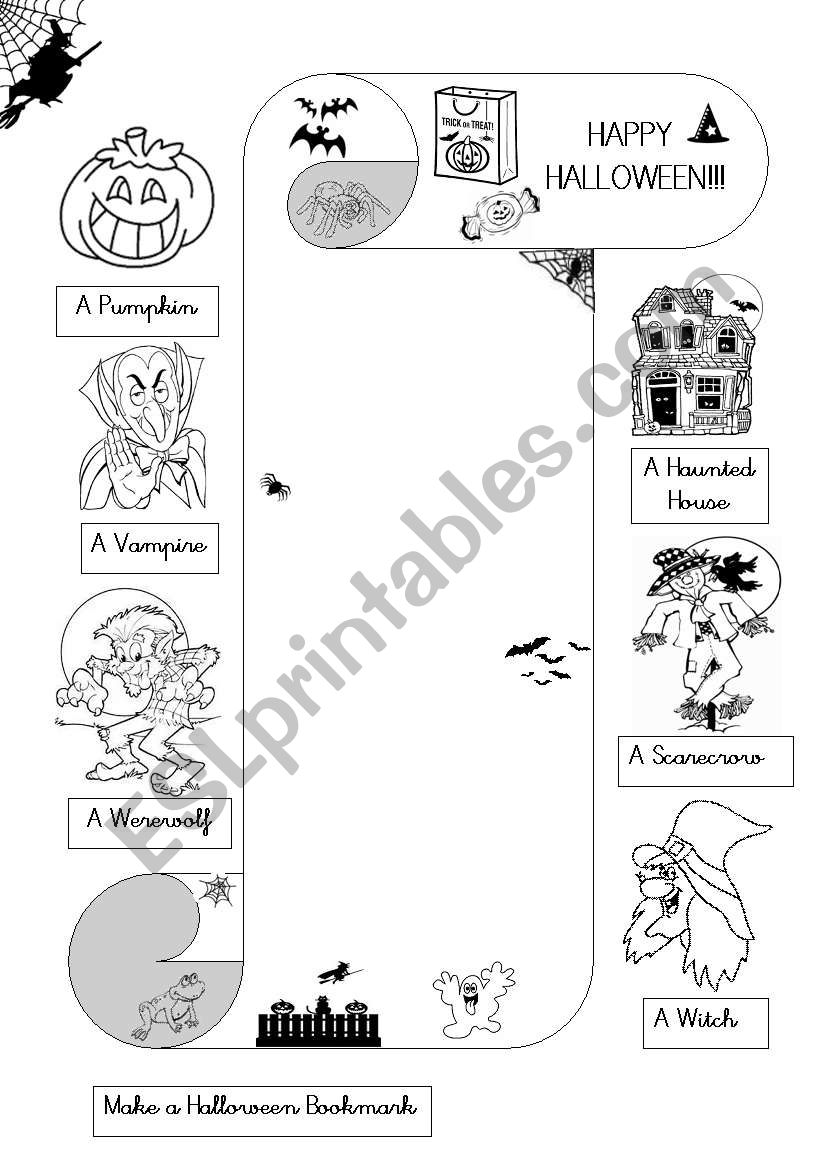 HALLOWEEN BOOKMARK worksheet