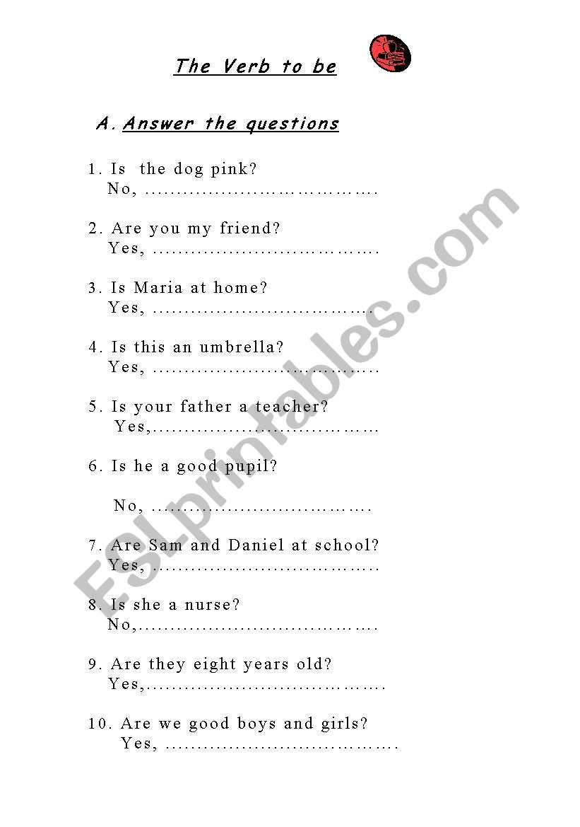 THE VERB TO BE worksheet