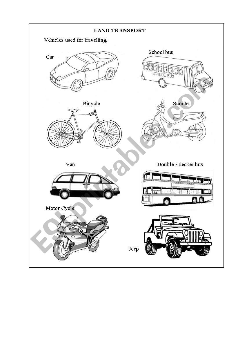 Land Transport worksheet