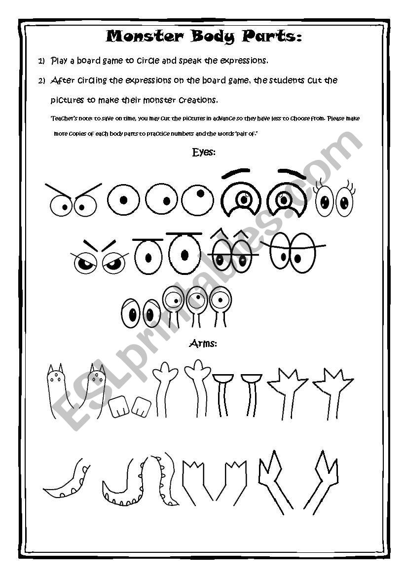 Halloween Monster Creation worksheet