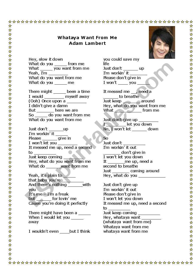 Whataya want from me from Adam Lambert (American Idol)