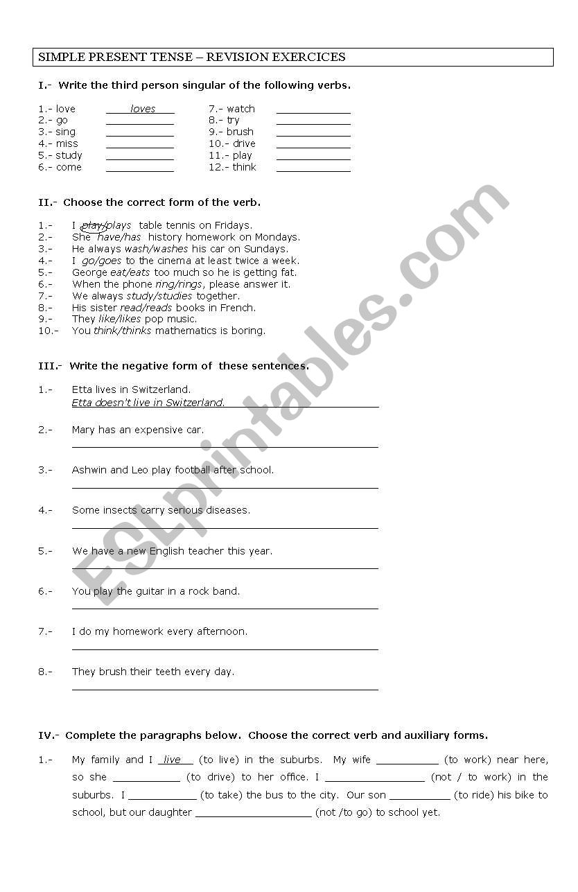 simple present tense worksheet