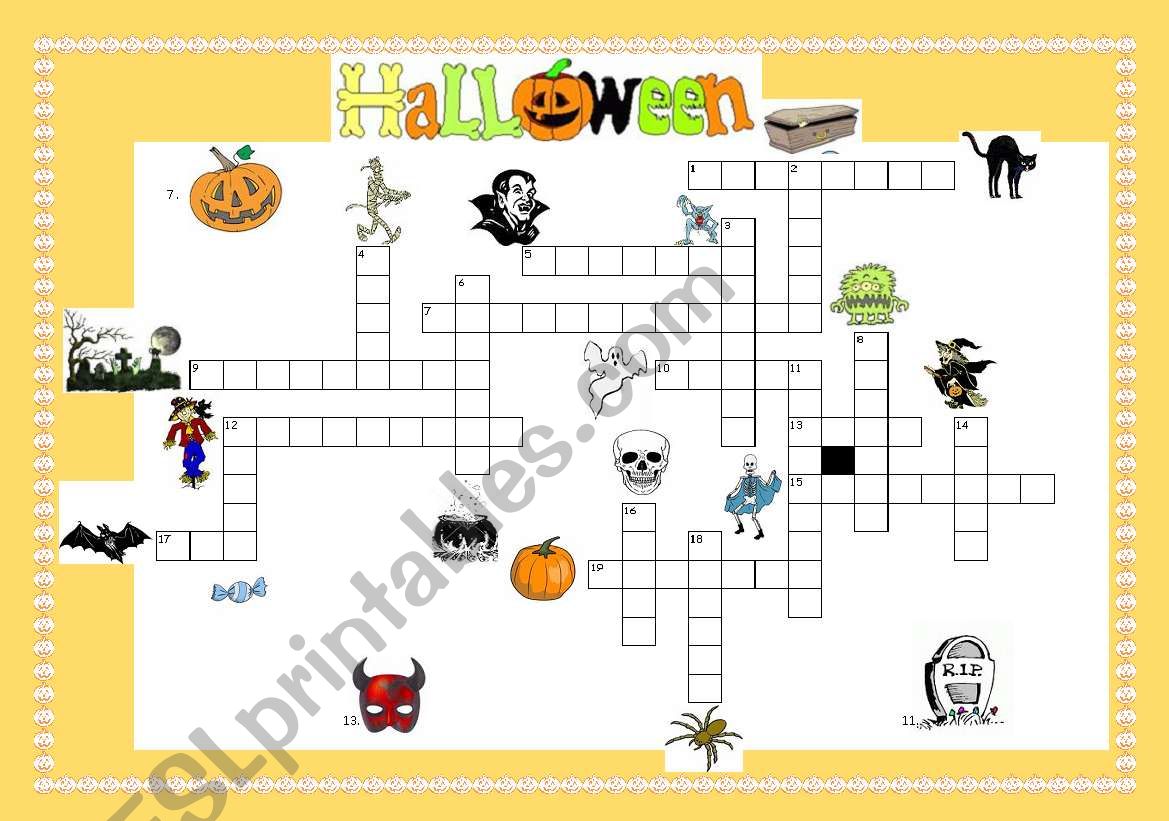 Halloween crossword worksheet