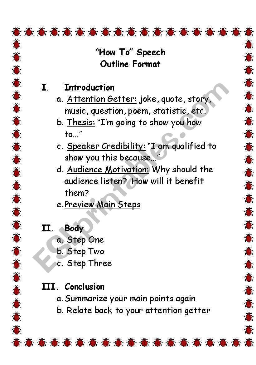 How To Speech Outline worksheet