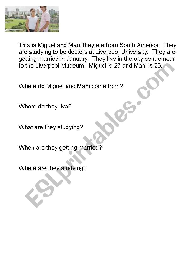 Who Am I?  Comprehension worksheet
