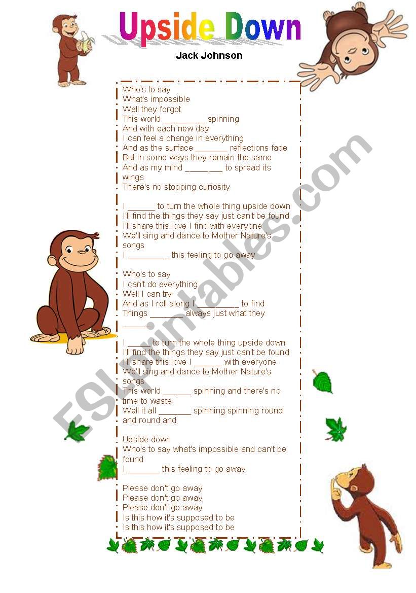Curious George 1 - song - Upside Down
