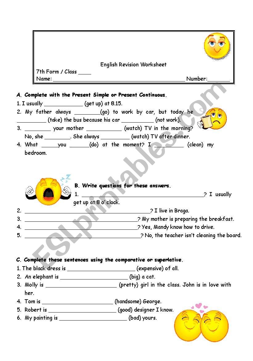 revision worksheet worksheet