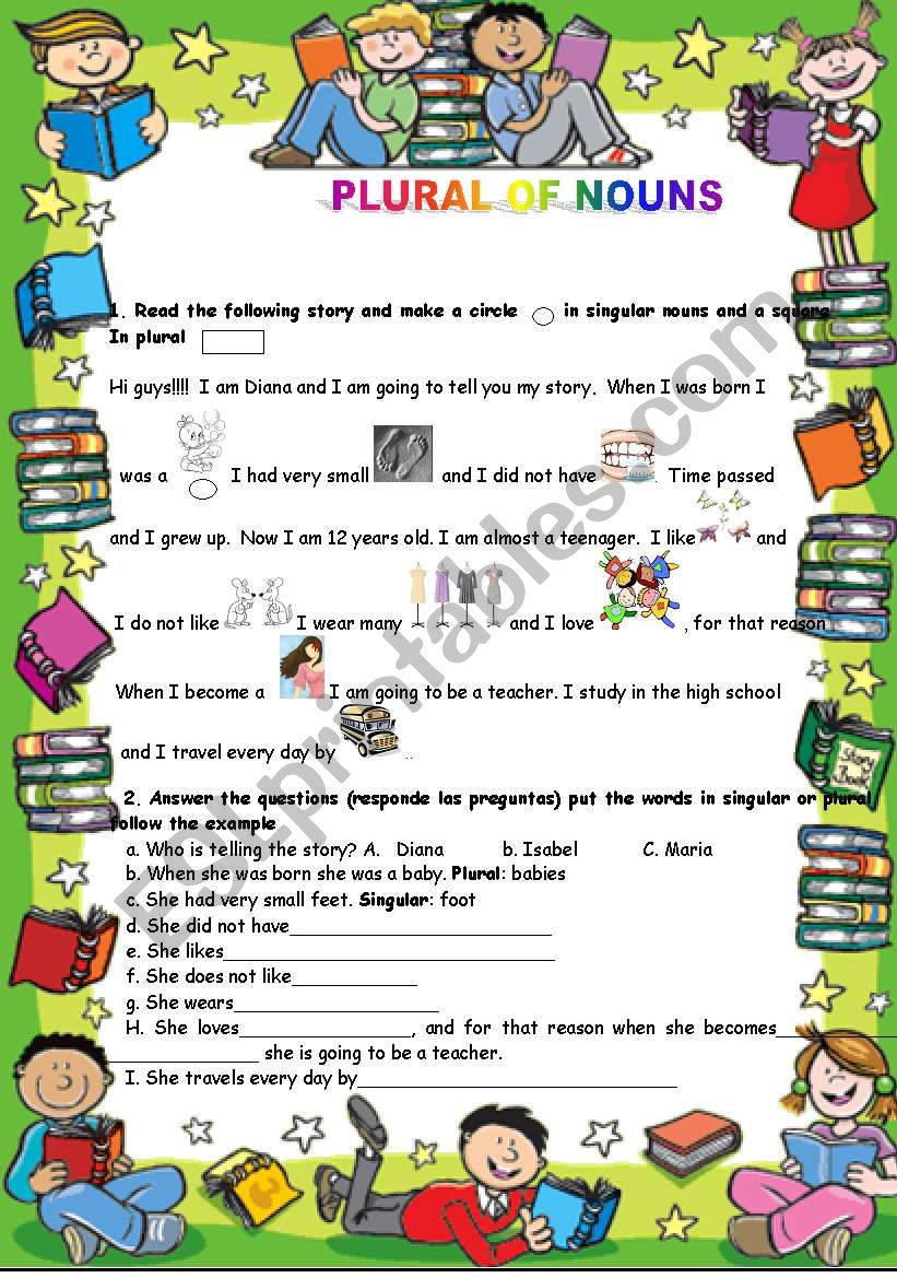 Plural of nouns worksheet