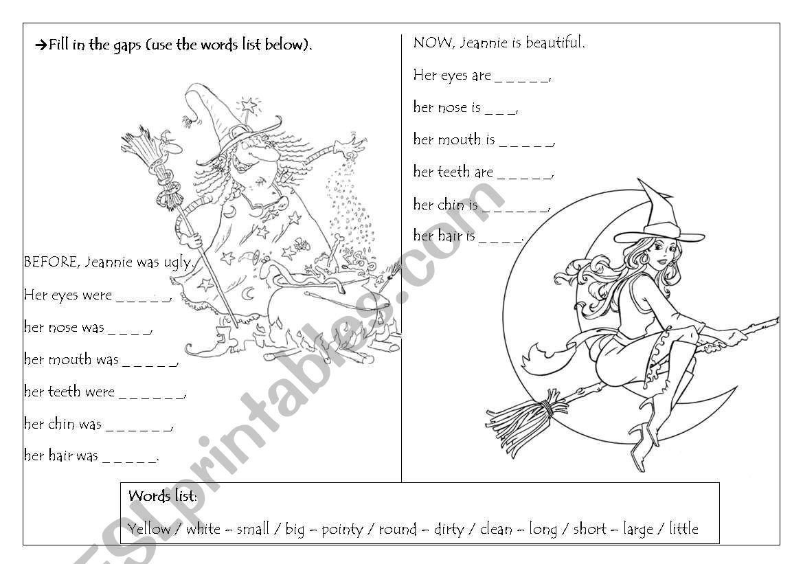 Jeannie the witch - part two worksheet