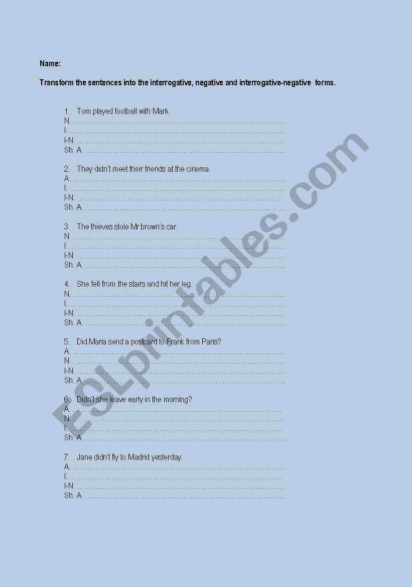 simple past  (2) worksheet