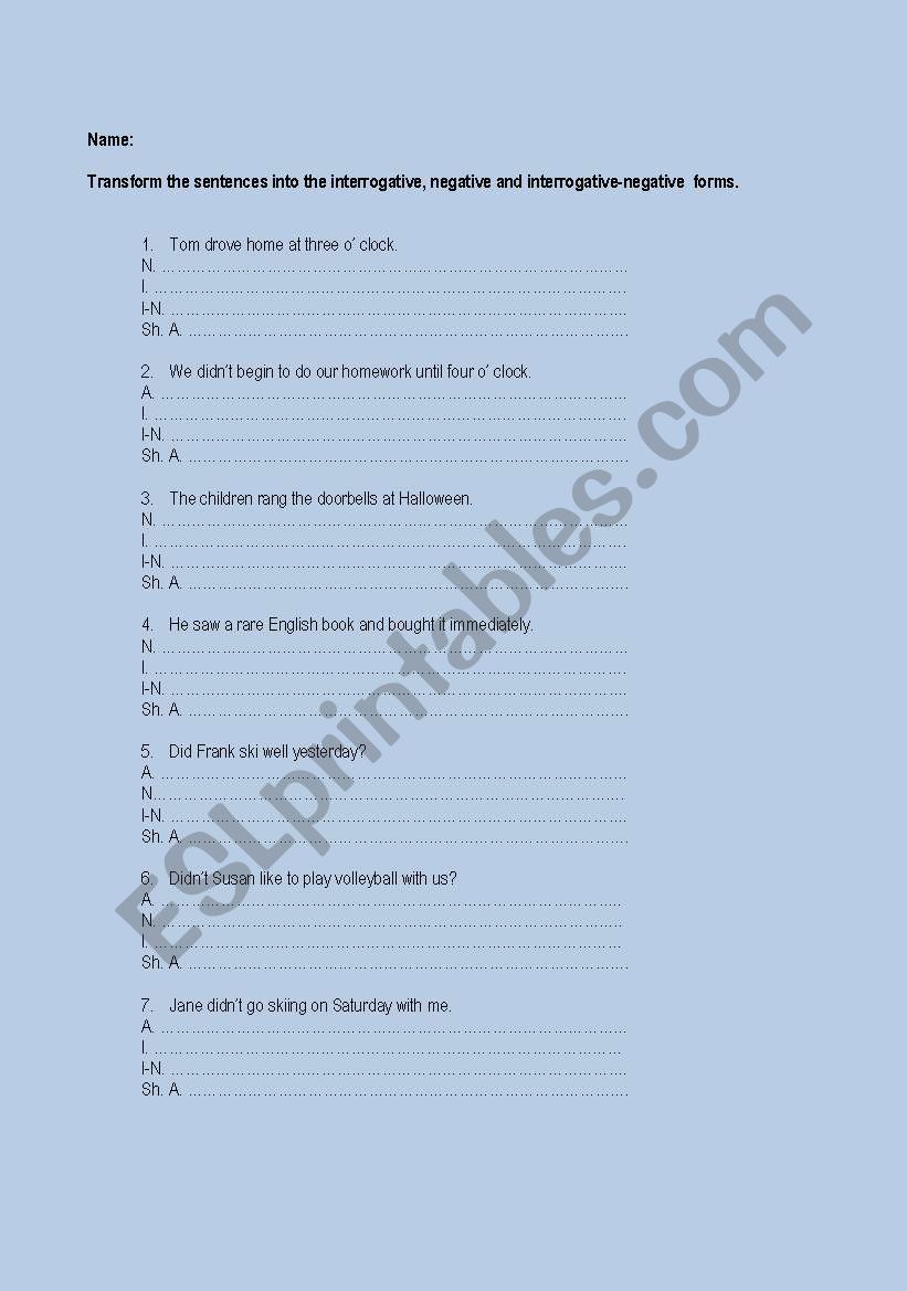 simple past (3) worksheet