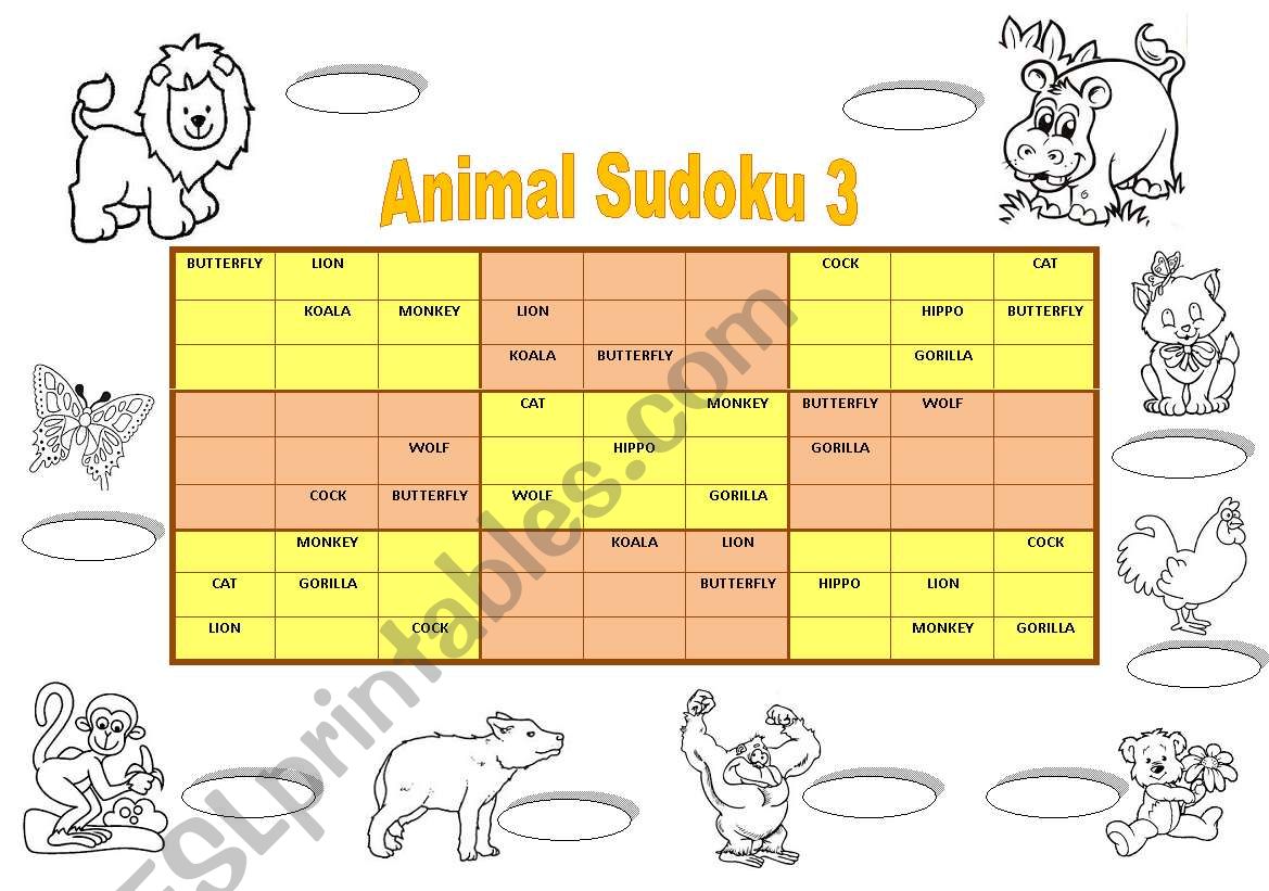 Animal Sudoku 3 + key (fully editable)