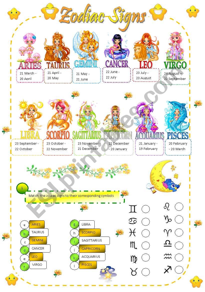 Zodiac Signs worksheet