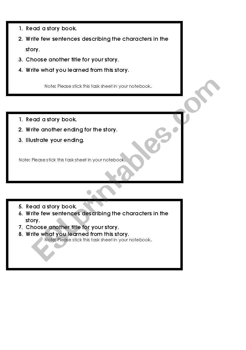 Writing Tasks worksheet