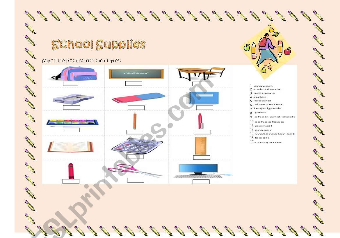 School Supplies worksheet