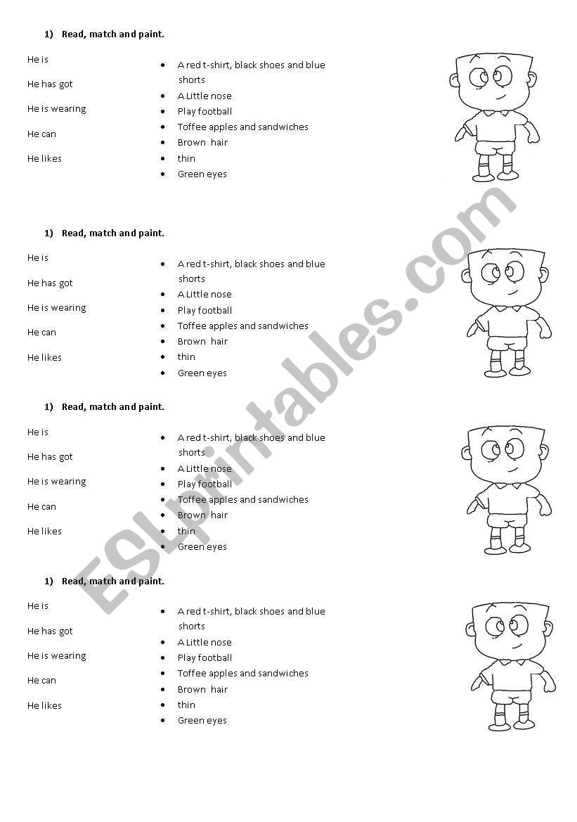Read match and colour worksheet