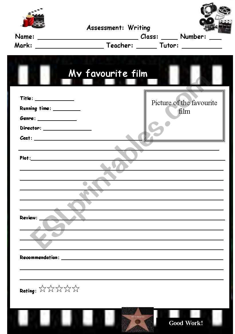 Writing a film review worksheet