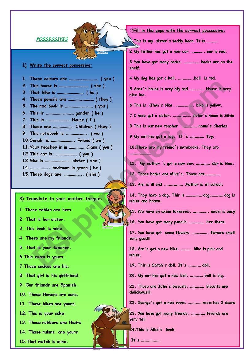 POSSESSIVES worksheet