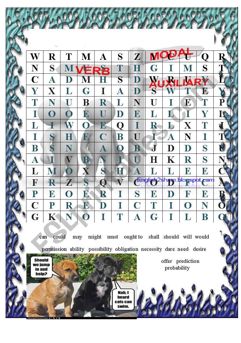Introducing modals through a wordsearch
