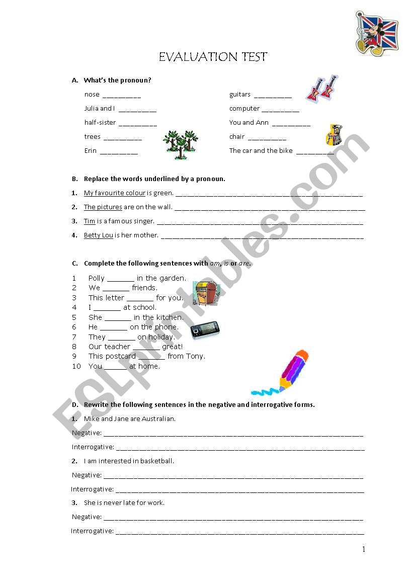 to be, personal pronouns worksheet