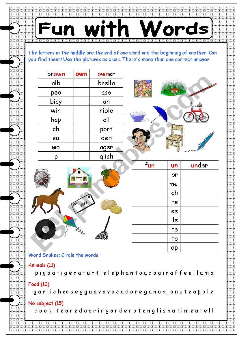 fun with words 3 worksheet