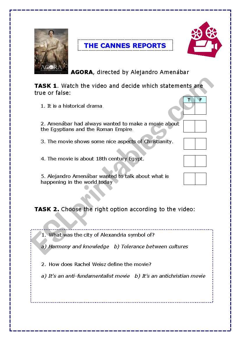 Video activity for upper-intermediate or advance level (topic: films)