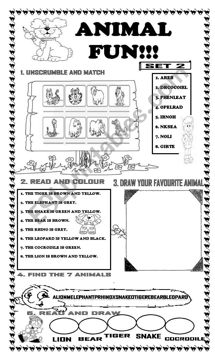 ANIMAL FUN FOR CHILDREN/SET 2 worksheet