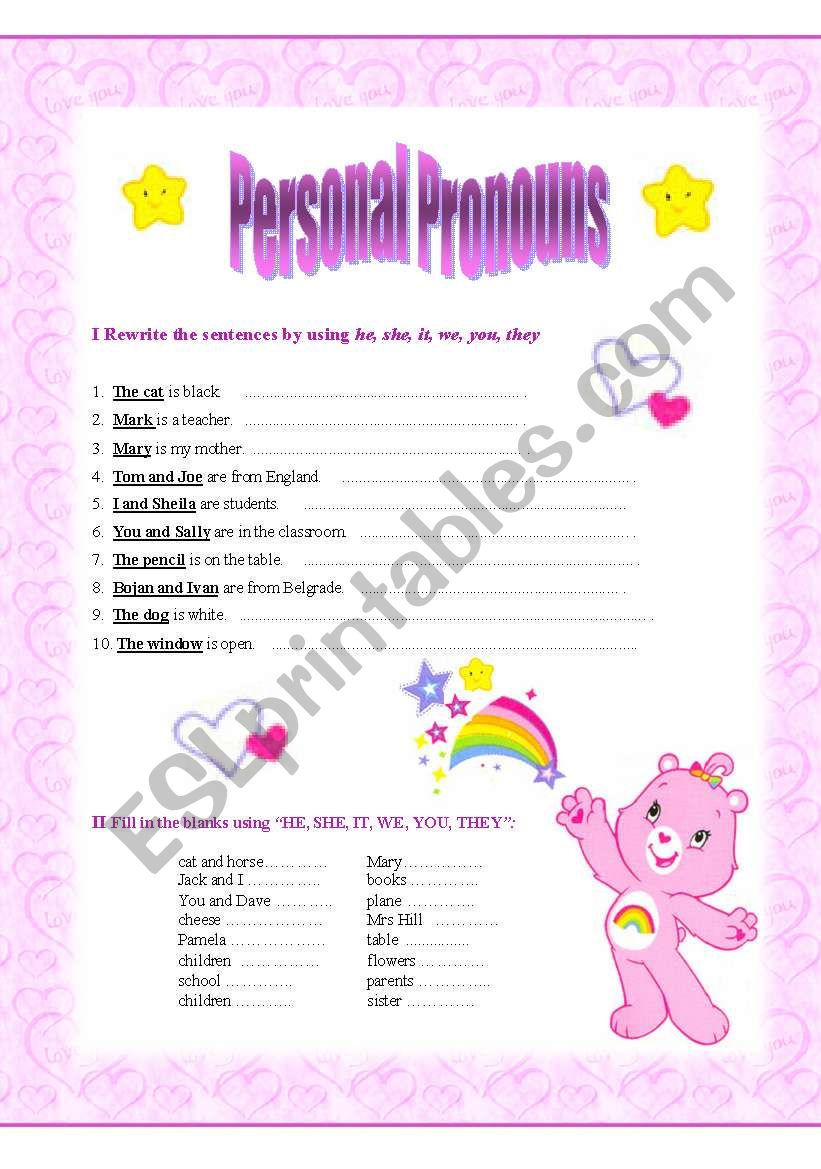 Personal Pronouns worksheet