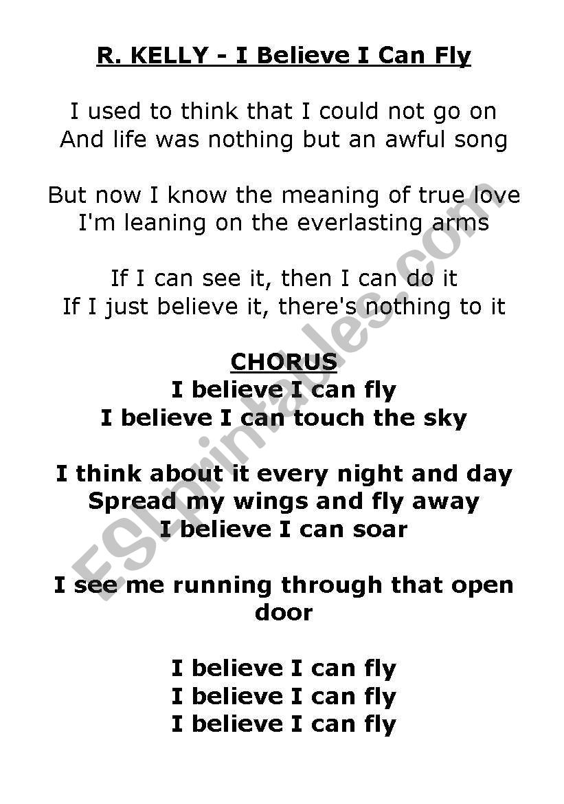 I Believe I Can Fly Strips Of Paper Esl Worksheet By Netitos32 [ 1169 x 821 Pixel ]