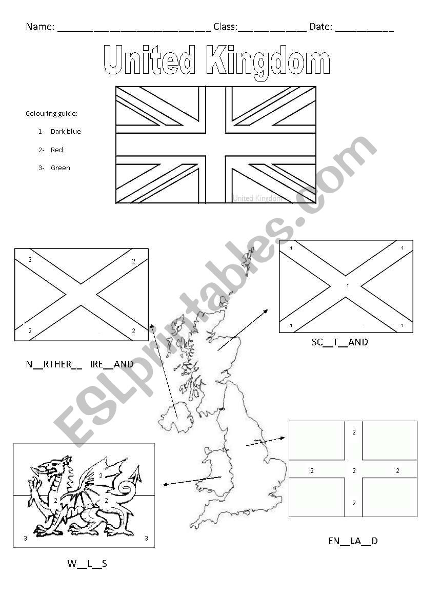 United Kingdom Flags worksheet