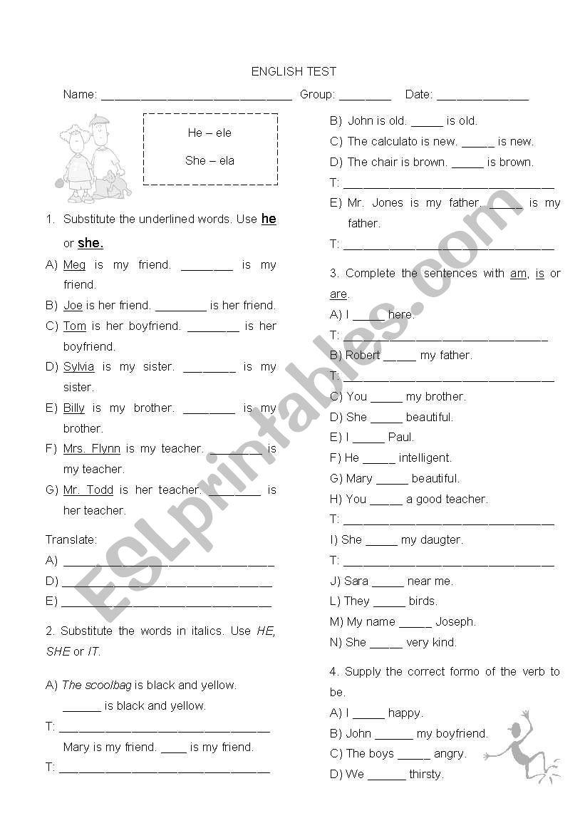 Verb TO BE worksheet