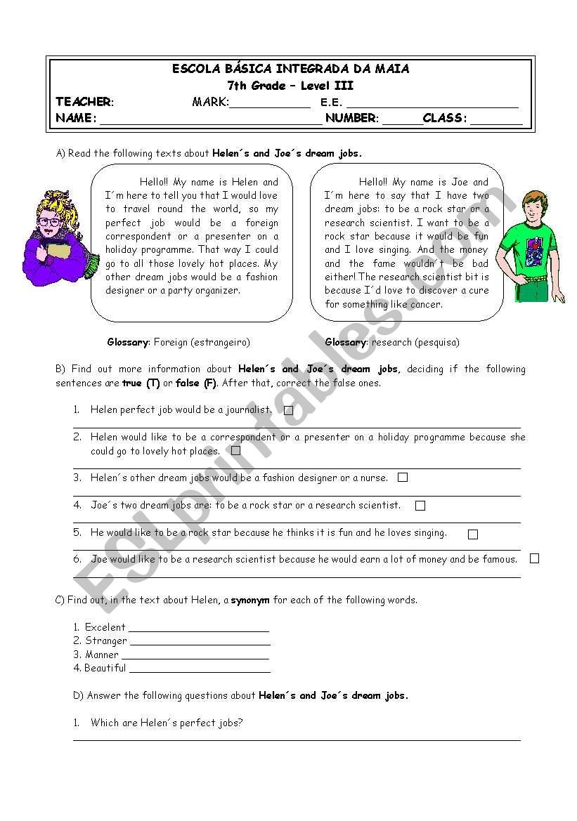 jobs and occupations worksheet