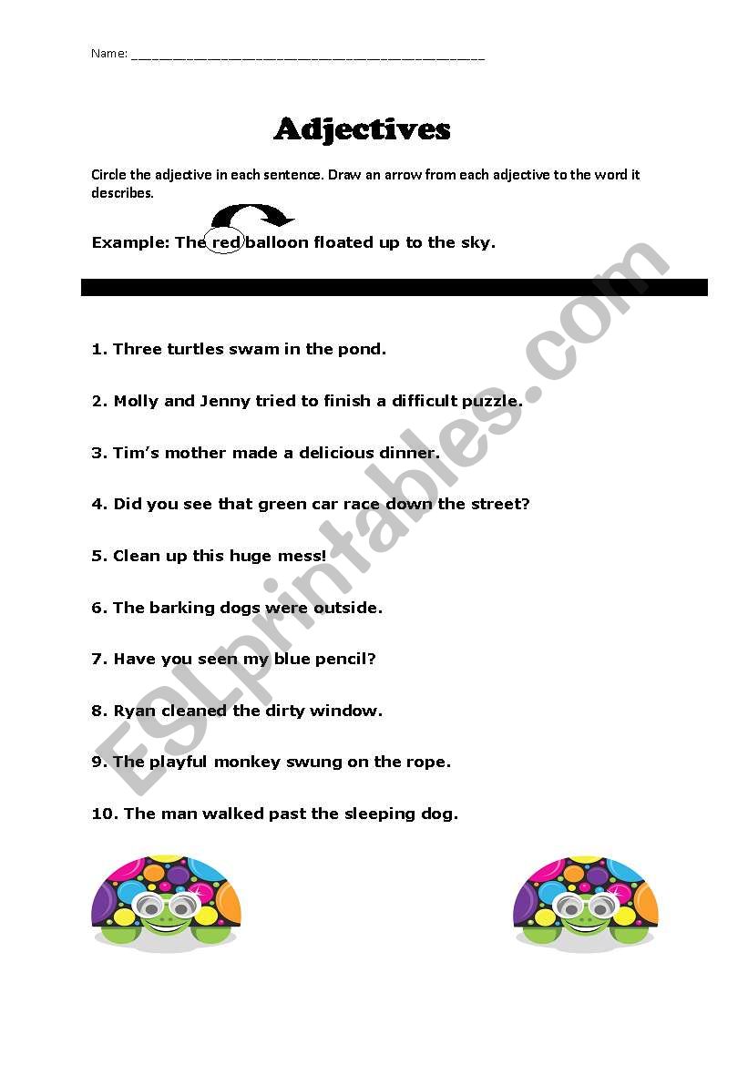 Adjectives worksheet