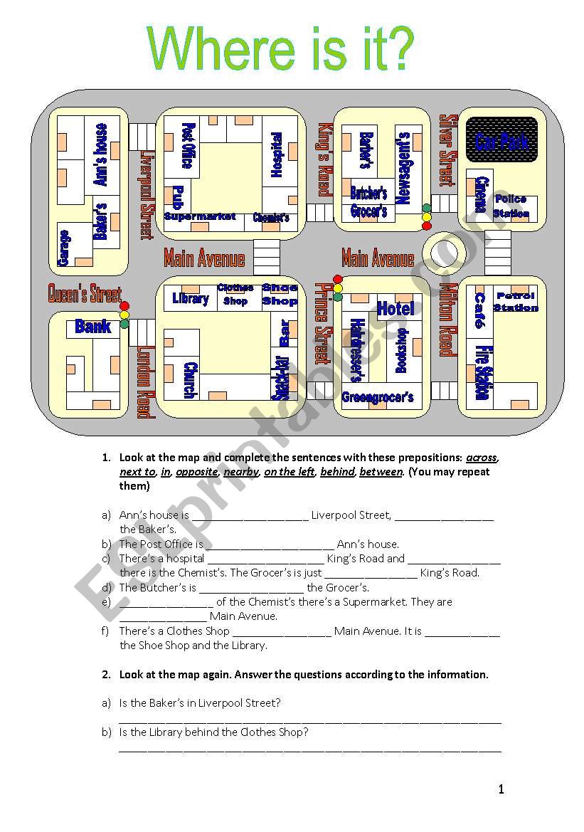 Where is it? worksheet