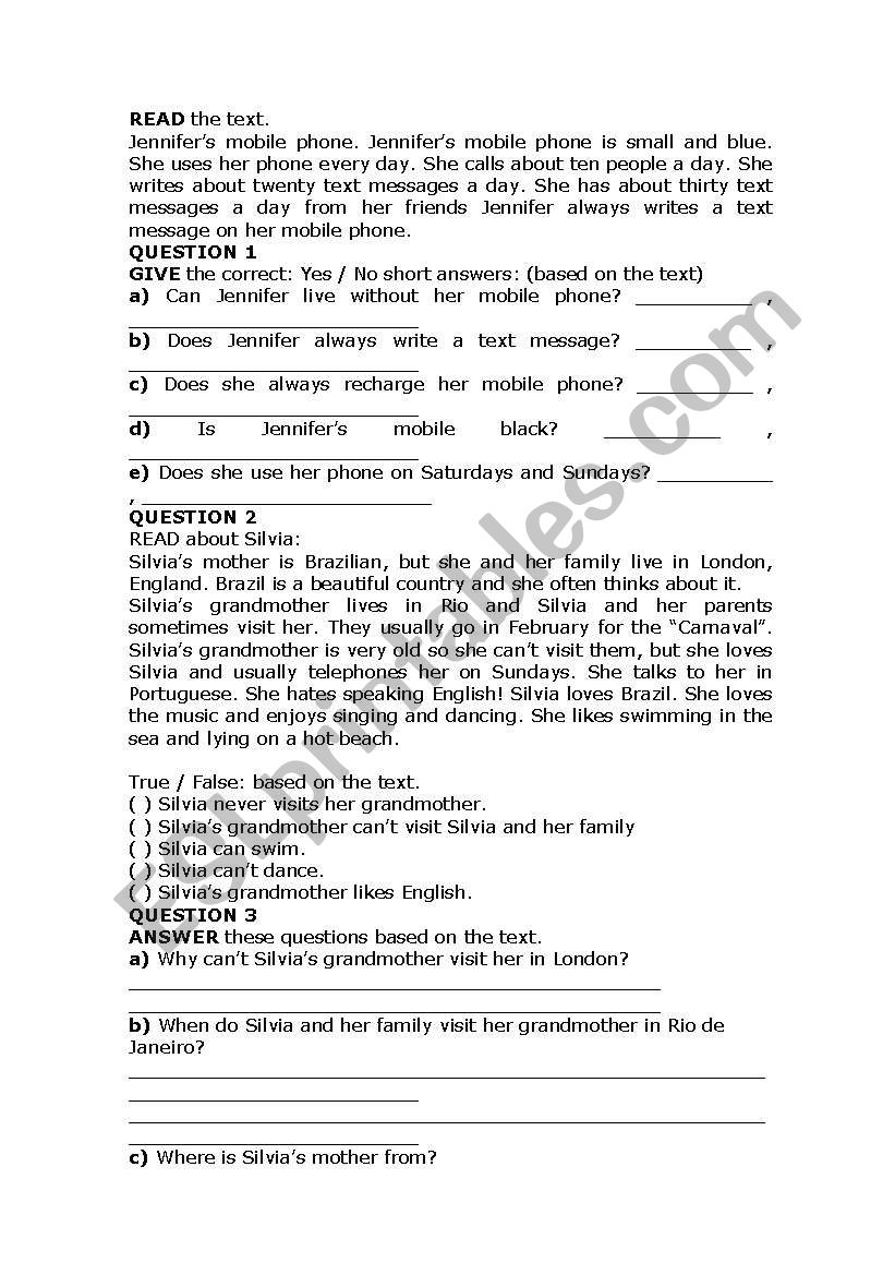 Present Simple worksheet