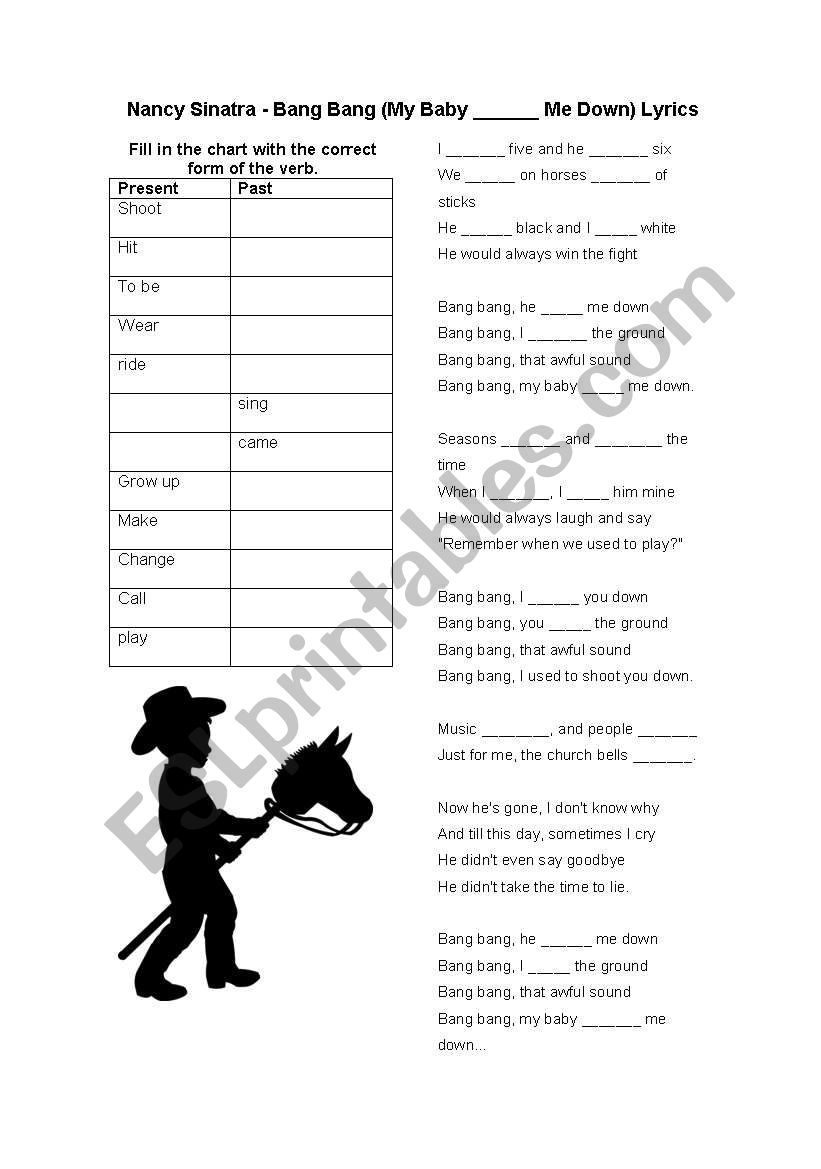 Bang Bang- Nancy Sinatra worksheet