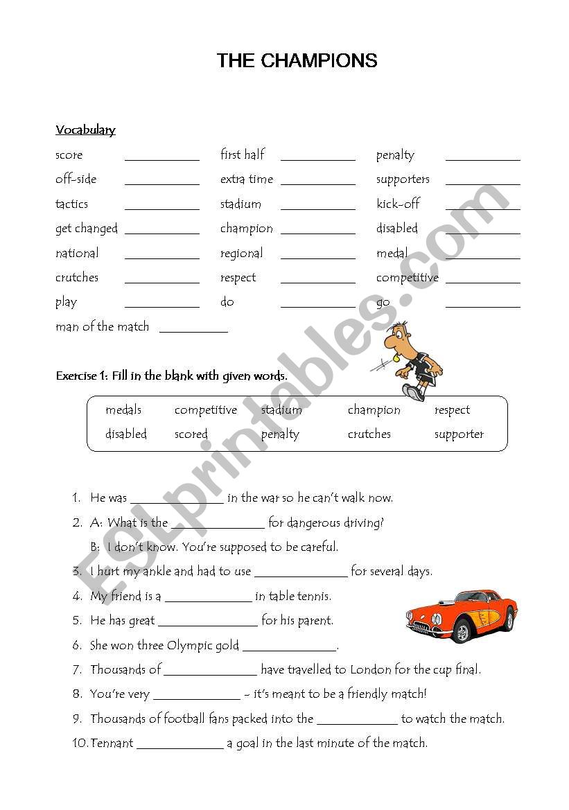 Champions worksheet